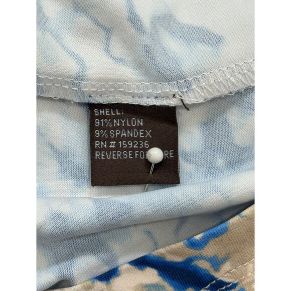 J. Mclaughlin Catalina Cloth Dress 3/4 Sleeve Blue Cream Abstract Print Size S - Picture 7 of 8